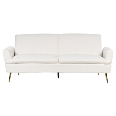 Beliani Sofa Bed 3 Seater Vettre Velvet Off-White - image 1