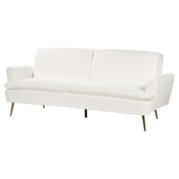 Beliani Sofa Bed 3 Seater Vettre Velvet Off-White - thumbnail 5