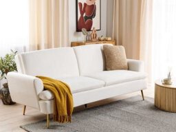 Beliani Sofa Bed 3 Seater Vettre Velvet Off-White - thumbnail 2