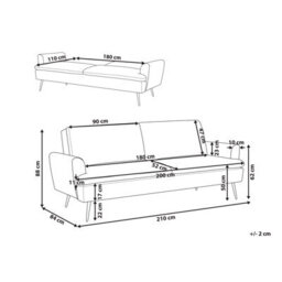 Beliani Sofa Bed 3 Seater Vettre Velvet Off-White - thumbnail 3