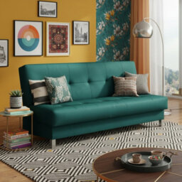 Enduro Xi Click Clack Sofa Bed Wooden Frame Foam Mattress Ideal For Living Room 195X90X85 Cm Tugrquoise - thumbnail 3