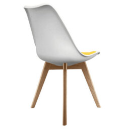 Fusion Living Soho White & Yellow Plastic Dining Chair With Squared Light Wood Legs - thumbnail 5