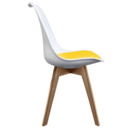 Fusion Living Soho White & Yellow Plastic Dining Chair With Squared Light Wood Legs - thumbnail 6