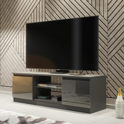 Creative Furniture Aura Tv Unit 120Cm - Dark Grey With Gloss Doors - image 1