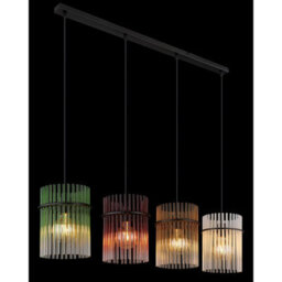 Luminosa Lighting Luminosa Gorley Bar Pendant Ceiling Light Matt Black Rods Multicolour Glass Shade 4X E27 - thumbnail 4
