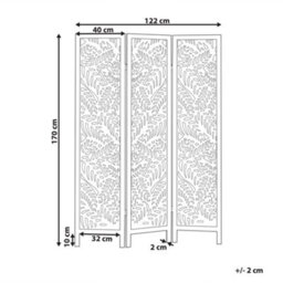 Beliani 3 Panel Room Divider Melago White 122 Cm 170 Cm - thumbnail 3