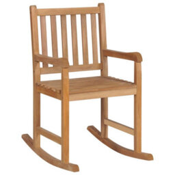 Berkfield Rocking Chair Solid Teak Wood - thumbnail 1