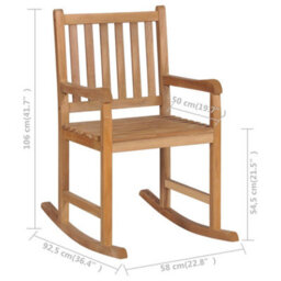 Berkfield Rocking Chair Solid Teak Wood - thumbnail 5
