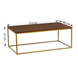Aspect Furniture Regis Rectangular Coffee Table,walnut/gold - thumbnail 6