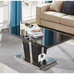 Furniture in Fashion Memphis High Gloss Coffee Table In Black With Glass Top