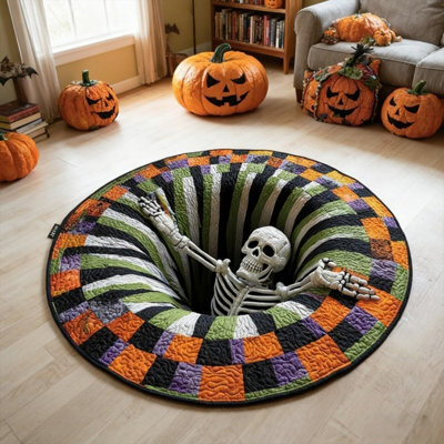 CLEFFNS 3D Halloween Rug, Novelty Ghost Skeleton 3D Optical Illusion Rugs For Halloween Decorations, 60Cm - image 1