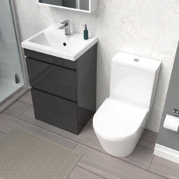 Nes Home Anthracite 500mm 2 Drawers Basin Vanity Unit & Close Coupled Toilet - thumbnail 4
