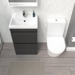 Nes Home Anthracite 500mm 2 Drawers Basin Vanity Unit & Close Coupled Toilet - thumbnail 3