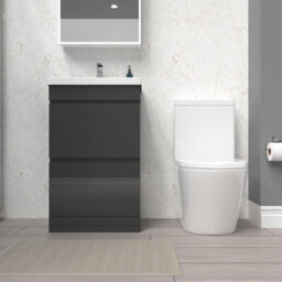Nes Home Anthracite 500mm 2 Drawers Basin Vanity Unit & Close Coupled Toilet - thumbnail 2