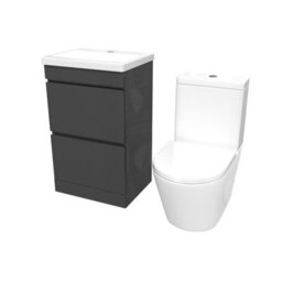 Nes Home Anthracite 500mm 2 Drawers Basin Vanity Unit & Close Coupled Toilet - thumbnail 6