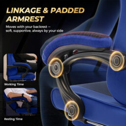Luckracer Fabric Gaming Chair With Footrest Ergonomic Computer Chair Home Office High Back Heavy Duty Pc Chairs, Blue - thumbnail 5