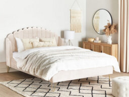 Beliani Bed Velvet Ambillou 180 X 200 Cm (Eu Super King) Light Beige - thumbnail 2