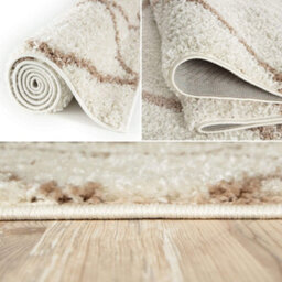 The Rugs Moroccan Shaggy Rugs And Runners Soft Fluffy Diamond Design High Pile Ivory And Beige Living Room Kitchen Hallway 530 - thumbnail 3