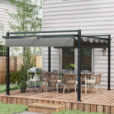 Outsunny 3 X 4M Pergola With Retractable Roof And Aluminium Frame, Grey - image 1