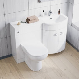 Nes Home 1100mm Right Hand Sink White Combination Vanity Unit With Back To Wall Toilet - thumbnail 3