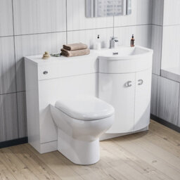 Nes Home 1100mm Right Hand Sink White Combination Vanity Unit With Back To Wall Toilet - thumbnail 1