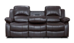 Electric Recliner Sofa In Brown Faux Leather 3 Seater Sofa - thumbnail 5