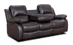 Electric Recliner Sofa In Brown Faux Leather 3 Seater Sofa - thumbnail 3