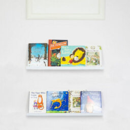 Harbour Housewares Kids Floating Bookshelf - White 57Cm Mdf Wall Mounted Nursery Book Storage For Photos, Frames & Décor - thumbnail 5