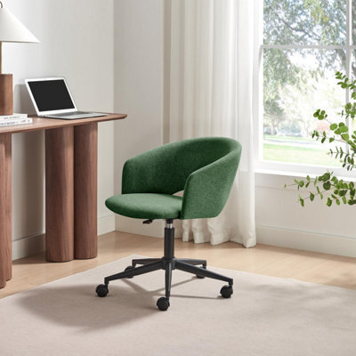Furniturebox Uk Delaney Green Fabric Swivel Office Chair - image 1