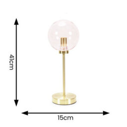Valuelights Frenchie Brushed Gold Metal Table Lamp With Pink Tinted Glass Globe Shade - Led Bulb Included - thumbnail 7