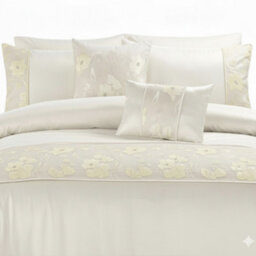 Embroidered Floral Duvet Cover Set Luxury Bedding Matching Pillowcases Cream - thumbnail 2
