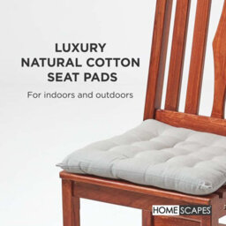 Homescapes Grey Seat Pads 100% Cotton Chair Cushions 40X40 Cm, Set Of 4 Plain Chair Pads For Dining, Kitchen Or Garden Outdoor Use - thumbnail 2