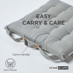 Homescapes Grey Seat Pads 100% Cotton Chair Cushions 40X40 Cm, Set Of 4 Plain Chair Pads For Dining, Kitchen Or Garden Outdoor Use - thumbnail 6