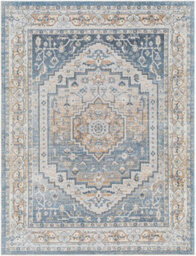 Livabliss Lillian-Washable Blue Brown Traditional Vintage Boho Living Dining Rug 120 X 170 Cm Easy Care, Non Shedding