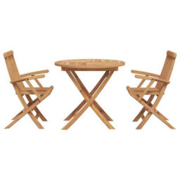 Berkfield 3 Piece Folding Garden Bistro Set Solid Wood Acacia - thumbnail 7