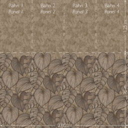 Galerie Julie Feels Home Bronze Large Monstera Leaf And Plain Twinwall 4-Panel Wall Mural - thumbnail 3