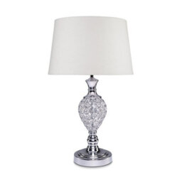 Lighting Supermarket Hannah Luxury Elegant Chrome & Crystal Table Lamp With Ivory Linen Shade - thumbnail 1