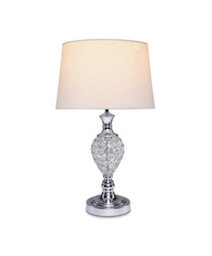Lighting Supermarket Hannah Luxury Elegant Chrome & Crystal Table Lamp With Ivory Linen Shade - thumbnail 2