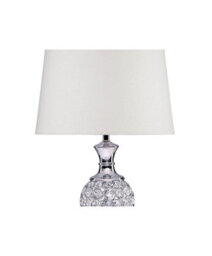 Lighting Supermarket Hannah Luxury Elegant Chrome & Crystal Table Lamp With Ivory Linen Shade - thumbnail 3
