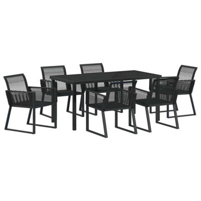 Berkfield Modern Garden Dining Set 7 Pcs Black Poly Rattan - image 1