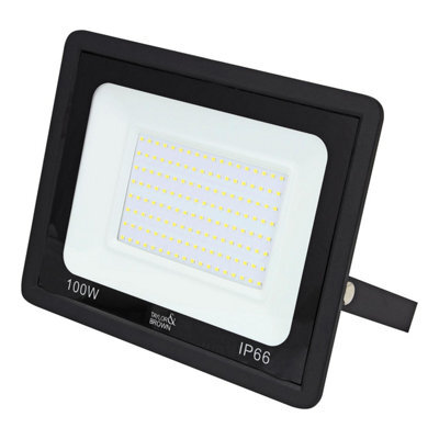Taylor & Brown 100W Led Floodlight, Ip66 Waterproof Outdoor Security Light, 6500K Cool White For Yard, Garage, Garden & More - image 1