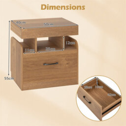 Nightstand With Charging Station Modern Side Table With Drawer Natural - thumbnail 2