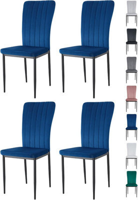 MCC Direct Set Of 4  High Back Dining Chairs Velvet Fabric Kitchen/dining Seating Blue - Elle By Mcc