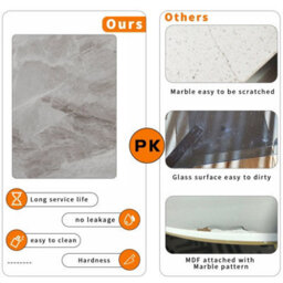 Fativo 80Cm Modern Round Solid Sintered Stone Marble Kitchen Room Dining Table Retro Lounge Table 2/4 Seats,grey - thumbnail 4