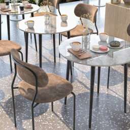 Fativo 80Cm Modern Round Solid Sintered Stone Marble Kitchen Room Dining Table Retro Lounge Table 2/4 Seats,grey - thumbnail 8