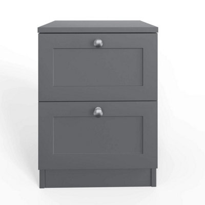 2 Drawer Bedside Modern Bedroom Furniture Shaker Style Matt Grey - image 1