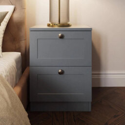 2 Drawer Bedside Modern Bedroom Furniture Shaker Style Matt Grey - thumbnail 4