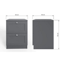 2 Drawer Bedside Modern Bedroom Furniture Shaker Style Matt Grey - thumbnail 3