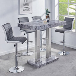 Furniture In Fashion Caprice Small Melange Marble Effect Bar Table With 4 Ritz Grey White Stools - thumbnail 1