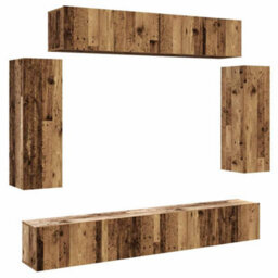 Berkfield 6 Piece Tv Cabinet Set Wall-Mounted Old Wood Engineered Wood - thumbnail 2